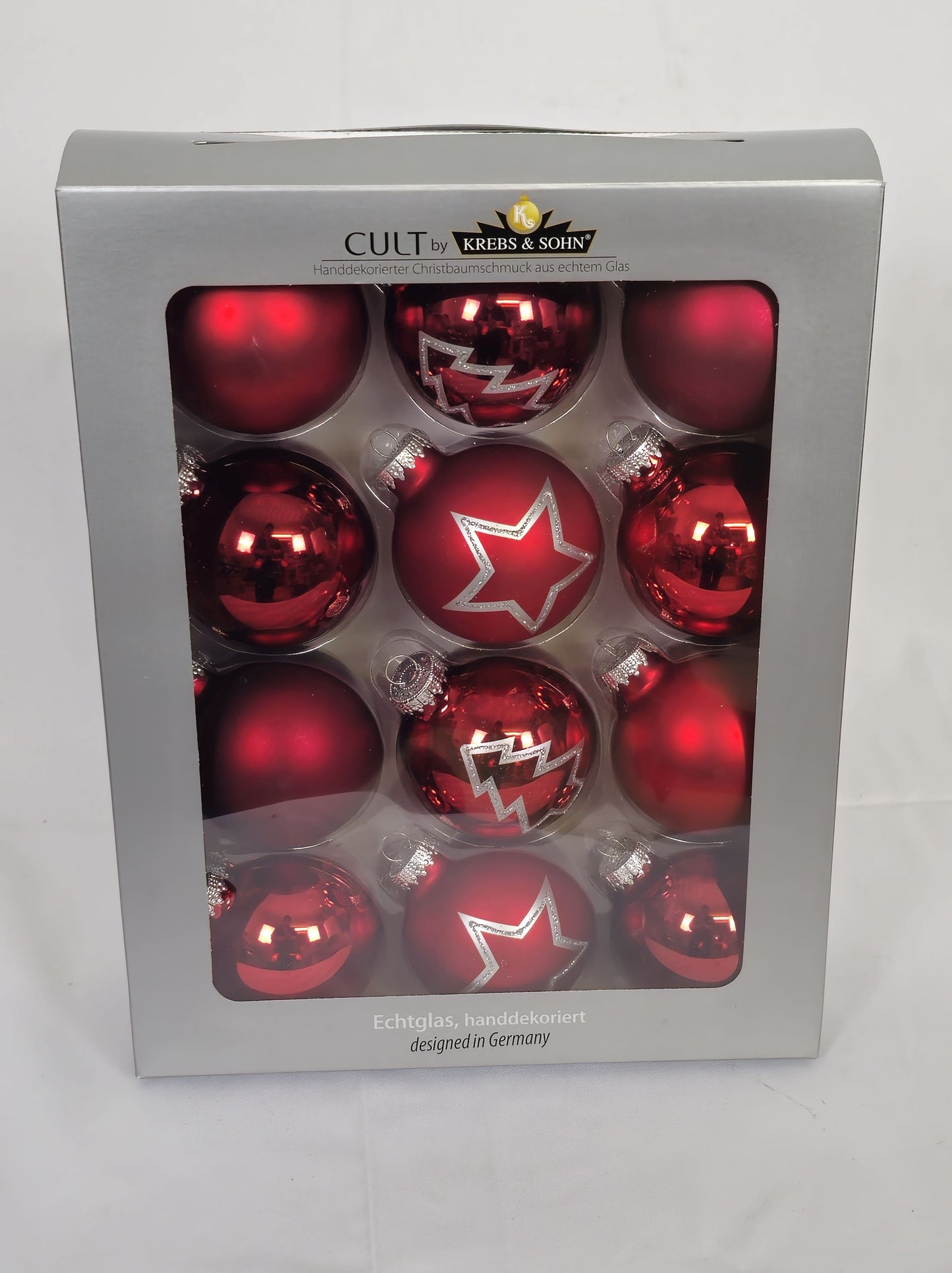 Krebs & Sohn Christbaumkugeln – Klassisches Rot (12er-Set)