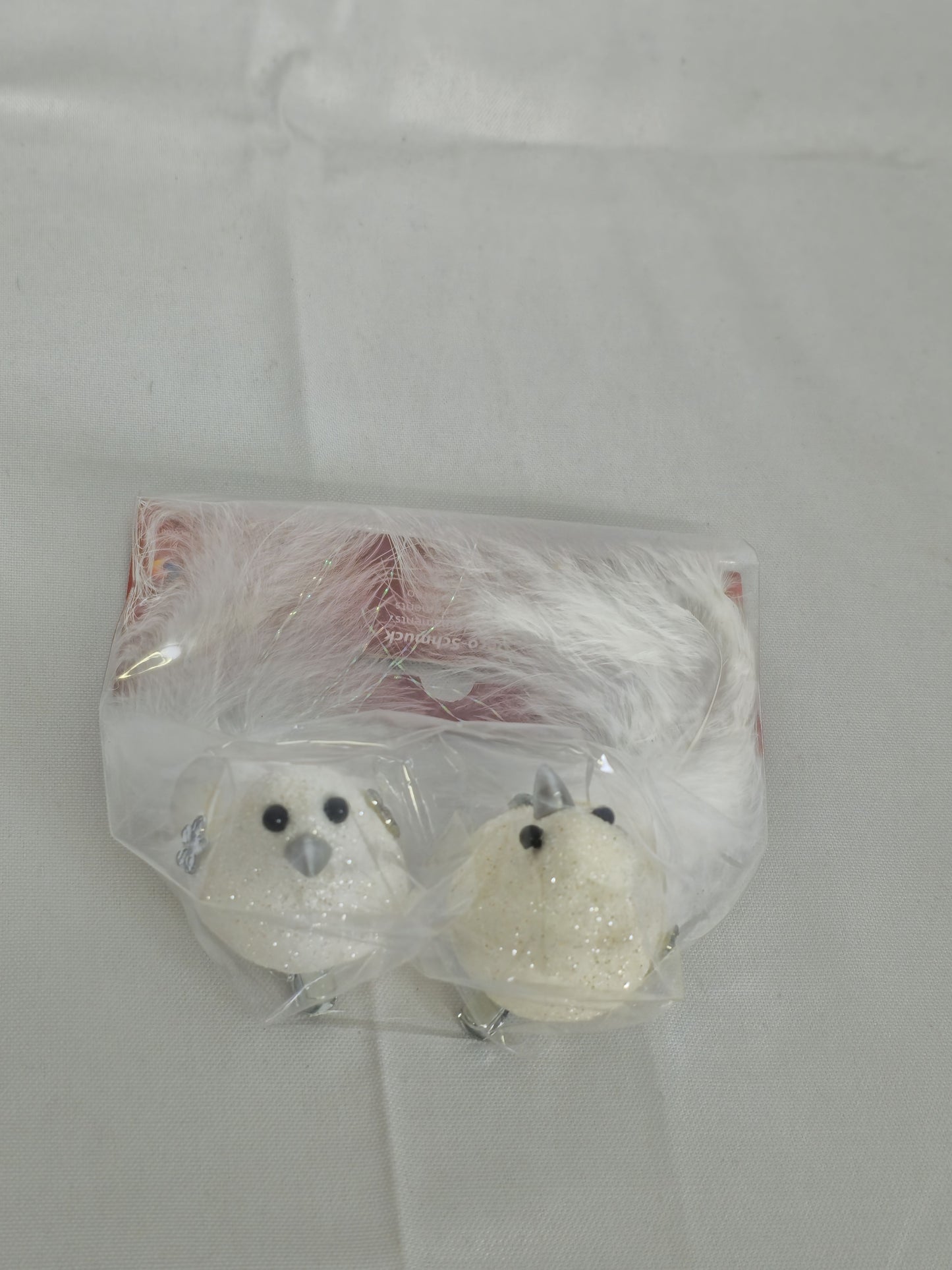 Weiße, glitzernde Deko-Vögel im Doppelpack